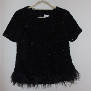 Deletta Black NYE Feather Top - from Anthropology